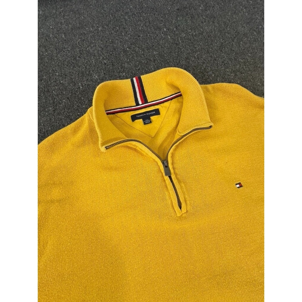 Tommy Hilfiger Men's Yellow quarter Zip Sweater Classic Fit Pullover Size 3XL